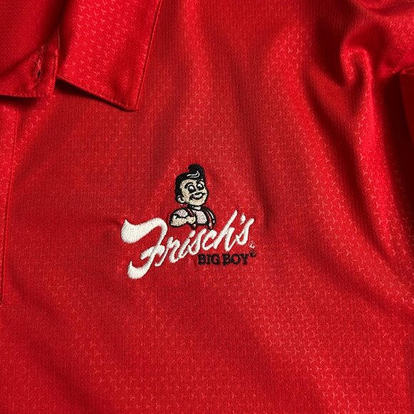 Nike Golf Dri-Fit Frischs Big Boy Logo Polo Shirt Red XL NWT Stylish & Fun - Picture 7 of 8